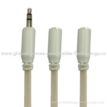 Splitter Cables with 3.5mm Jack, Super Soft Flat Line, Half Shiny/Matte, 3.5 SP Male-2 Female